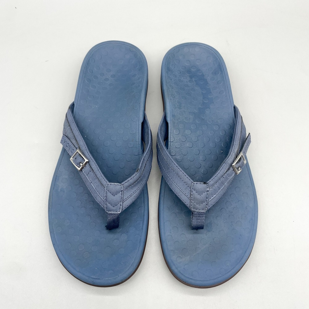 Vionic Womens 11 Patty Flip Flop Sandal Shoe Blue Thong Orthotic Comfort Coastal
